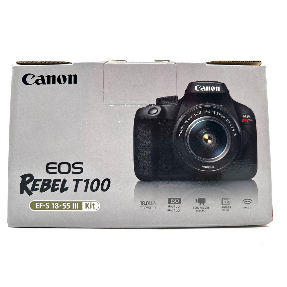 Canon EOS Rebel T100 4000D 18MP DSLR Camera Kit 18-55mm Lens Filters Open Box